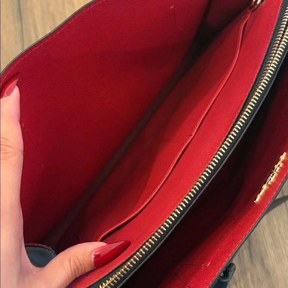 Coach Midnight Black & Red Leather Handbag - Picture 5 of 8